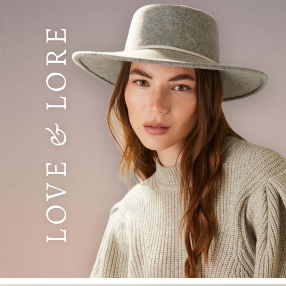 LOVE & LORE | Wool Felt Flat Brim Hat in Heather Grey
